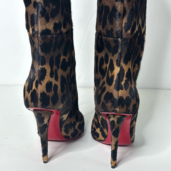 NWB Louboutin Astrilarge Botta 100 Leopard Print Pointed Toe Pony Boots 38.5 - Picture 15 of 15